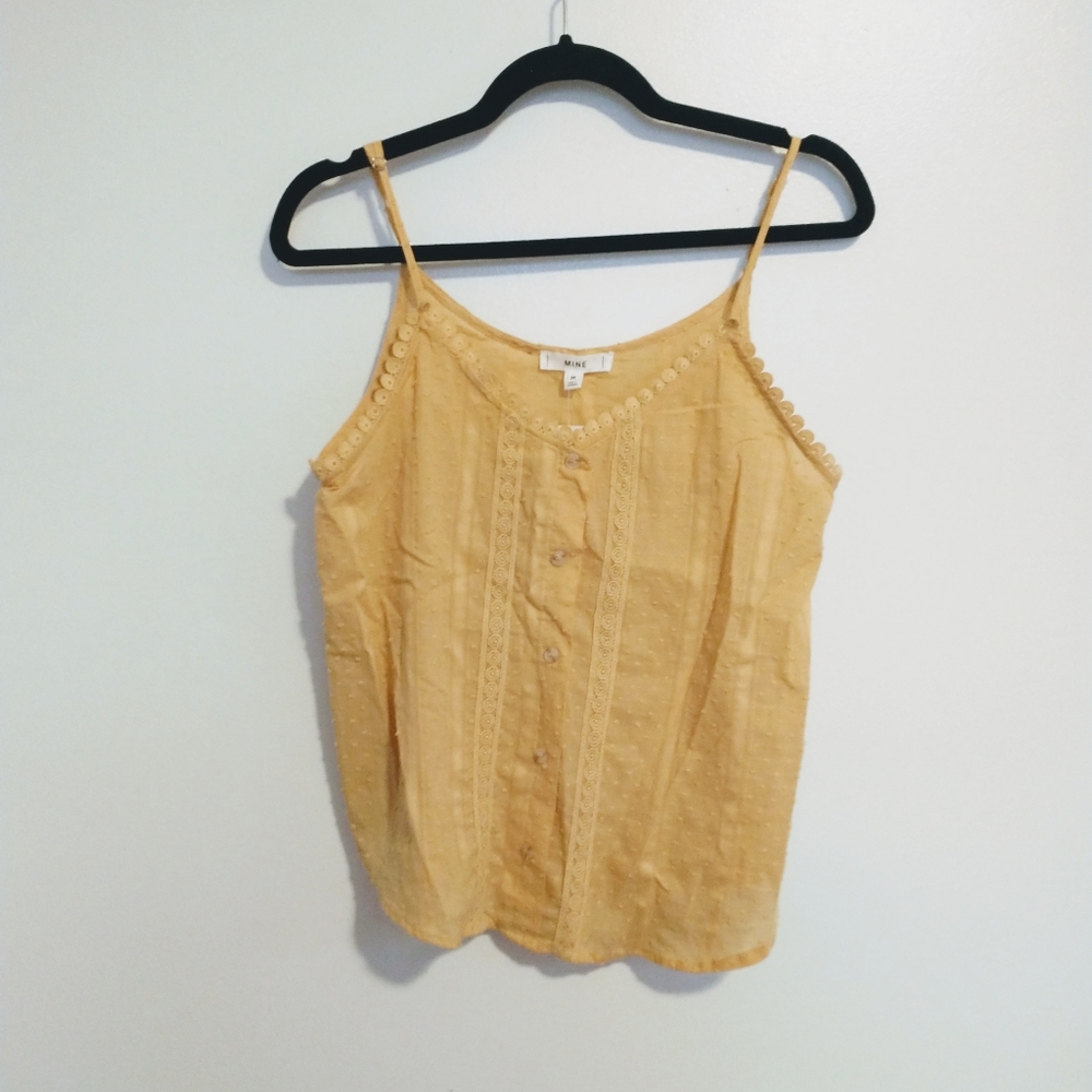 NWT Mine mustard yellow tank top cami with buttons in the front size medium